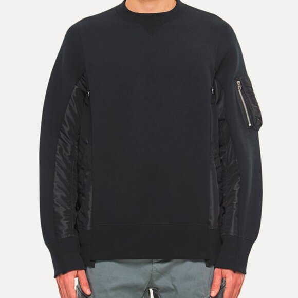 Sacai Black Cotton Sponge Sweat MA-1 Pullover - Picture 1 of 13